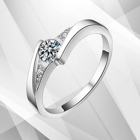 1.68Ct Round Cut C Z Diamond Bridal Engagement Promise Ring 18Ct White
